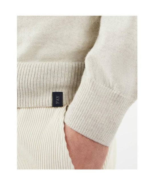 Fay White Wool Turtleneck Sweater for men