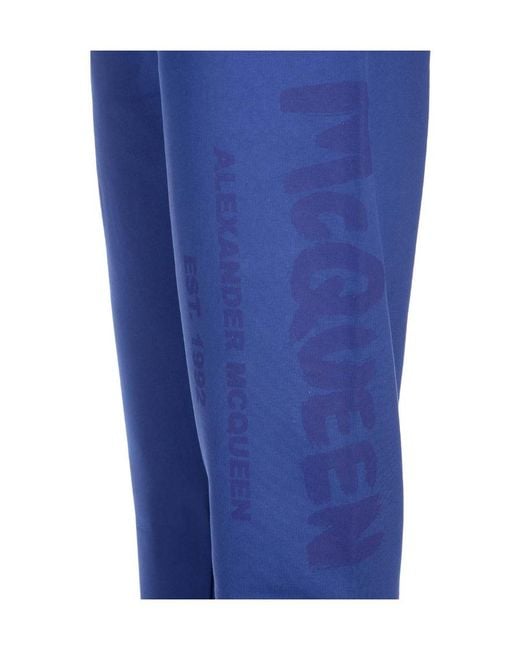 McQueen Blue Logo-Print Track Pants for men