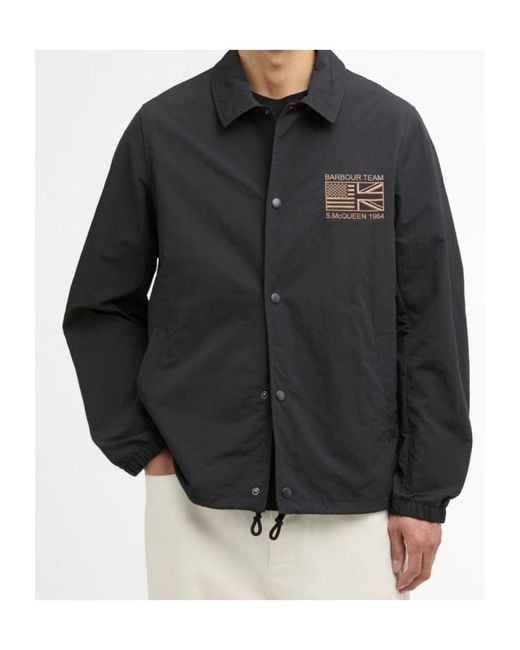 Barbour Black Long-Sleeved Snap-Button Casual Jacket for men