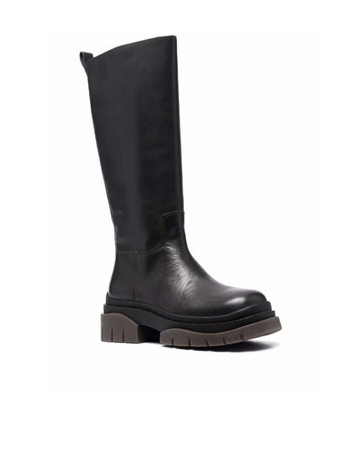 Ash Black Supremium 60Mm Knee Length Leather Boots