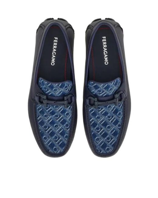 Ferragamo Blue Driver With Gancini Ornament for men