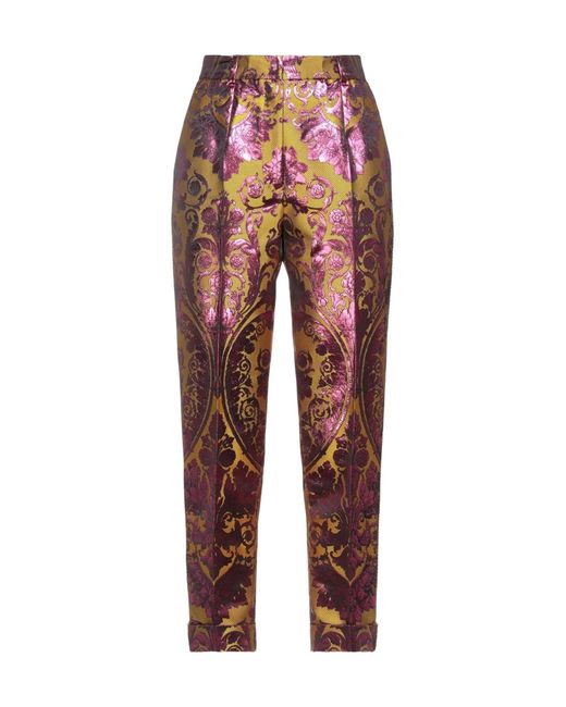 Dolce & Gabbana Red Printed Casual Trousers