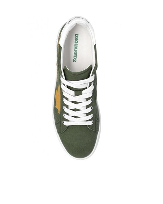 DSquared² Green Boxer Leaf-Graphic Low-Top Sneakers for men