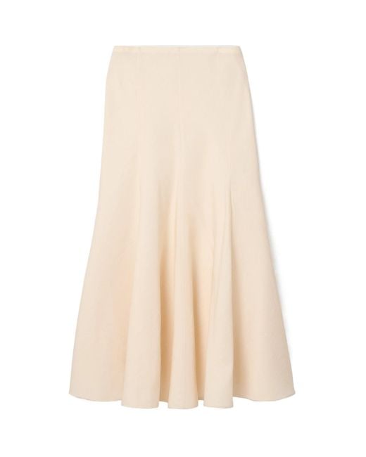 Khaite Natural Lenno Flared Hem Midi Skirt