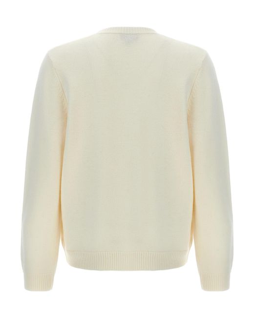 A.P.C. White Edward Logo Intarsia-Knit Crewneck Jumper for men