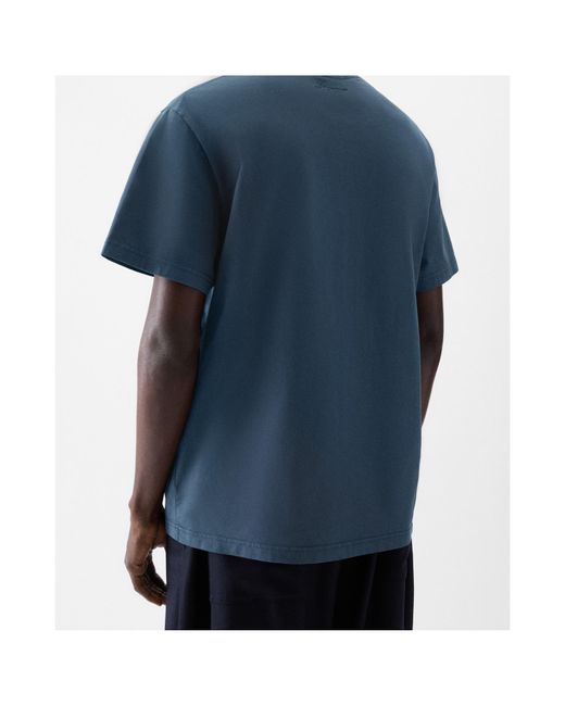 Jacquemus Blue Logo Embroidered Straight Hem T-Shirt for men