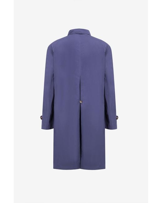 Brunello Cucinelli Blue Collared Long-Sleeved Coat for men