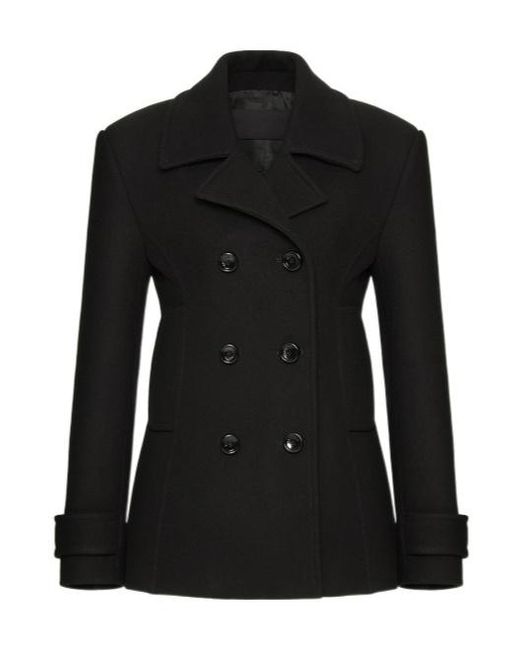 Valentino Black Double-Breasted Long-Sleeved Coat