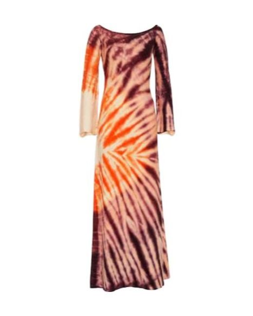 Gabriela Hearst Red Kells Tie-Dye Off-Shoulder Maxi Dress
