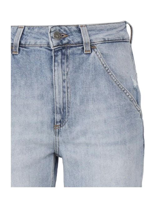 Dondup Blue High-Rise Straight Jeans