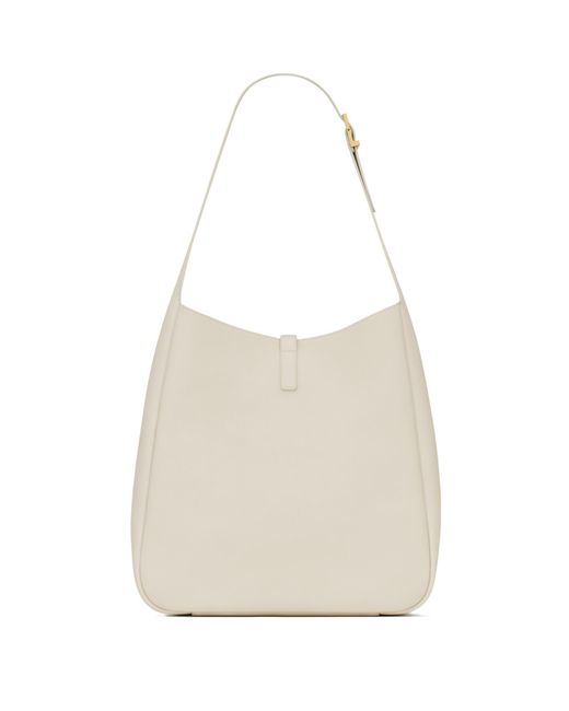 Saint Laurent White Le 5 À 7 Logo Plaque Large Shoulder Bag