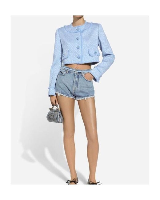 Dolce & Gabbana Blue Rachel Short Tweed Jacket