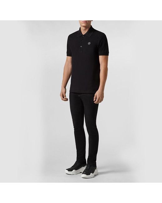 Philipp Plein Black Logo Polo Shirt for men