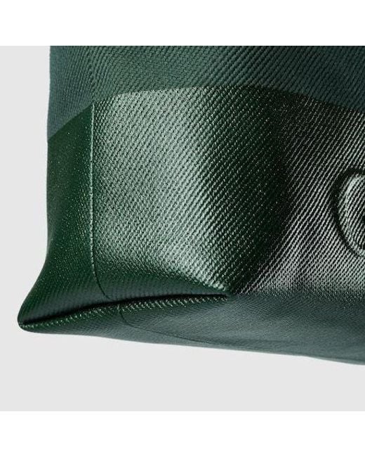 Gucci Green Canvas Tote Bag With Embossed Detail