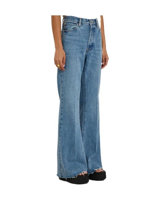 FRAME Blue Mid-Rise Flared Jeans