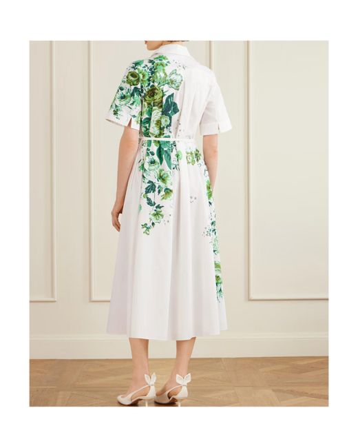 Erdem Green Printed Shirt Dress
