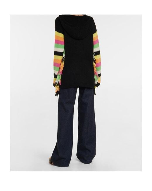 Gabriela Hearst Black Striped Knit Hoodie