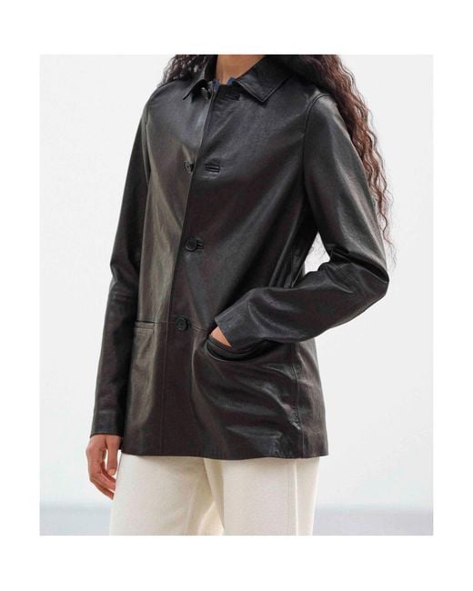 Auralee Black Textured Leather Blouson