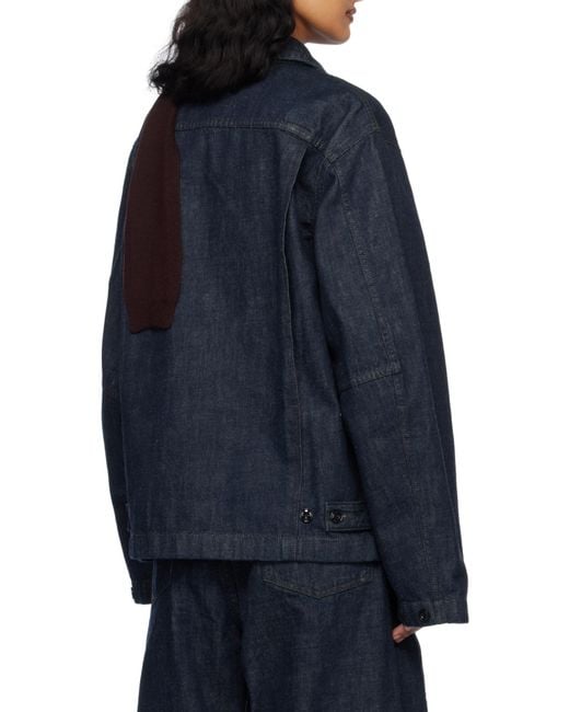 Lemaire Blue Boxy Collared Button-Up Denim Jacket