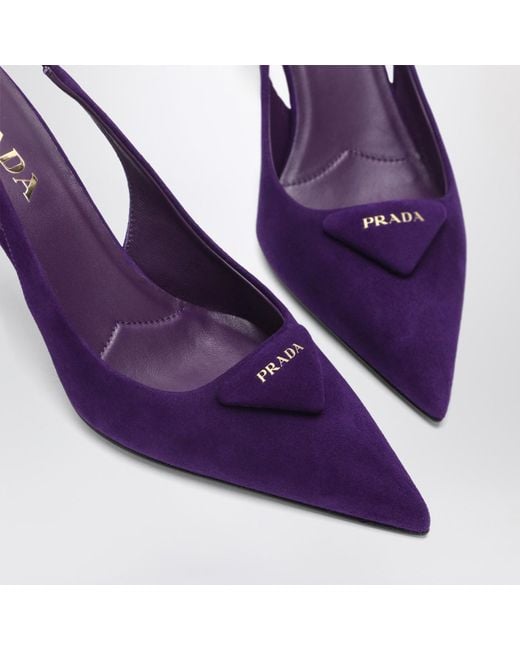 Prada Blue 70Mm Triangle-Logo Slingback Pumps