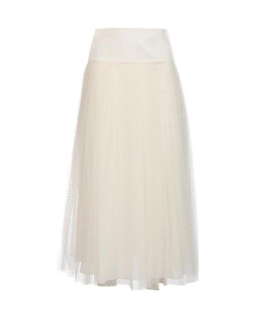 Dior White Mid-Length Pleated Skirt