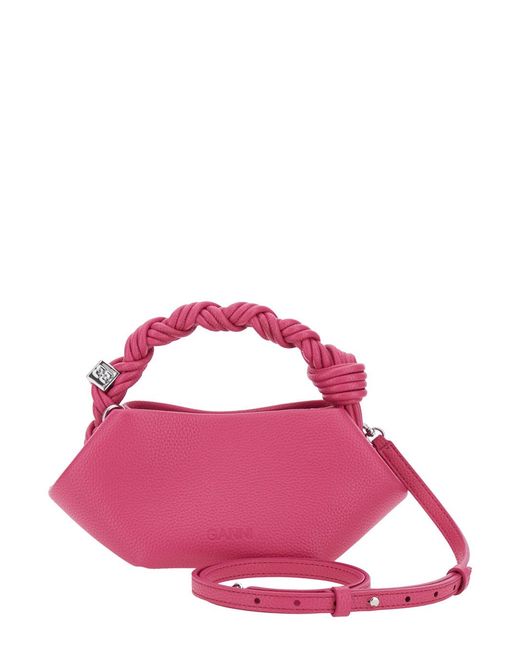 Ganni Pink Small Bou Top Handle Bag