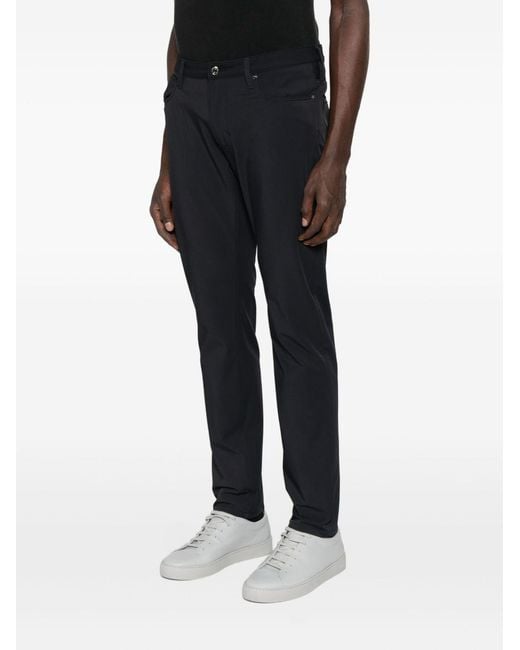 Emporio Armani Blue Logo-Plaque Trousers for men