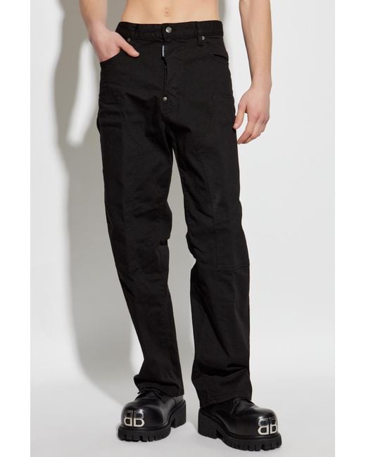 DSquared² Black Straight-Leg Cargo Trousers for men