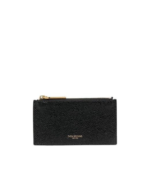 Thom Browne Black Logo Embossed Zipped Wallet for men
