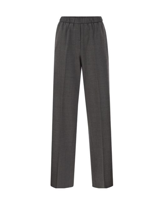 Peserico Gray Elastic Waist Casual Pants