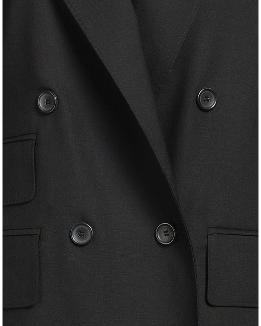 Max Mara Black Solid-Color Double-Breasted Blazer