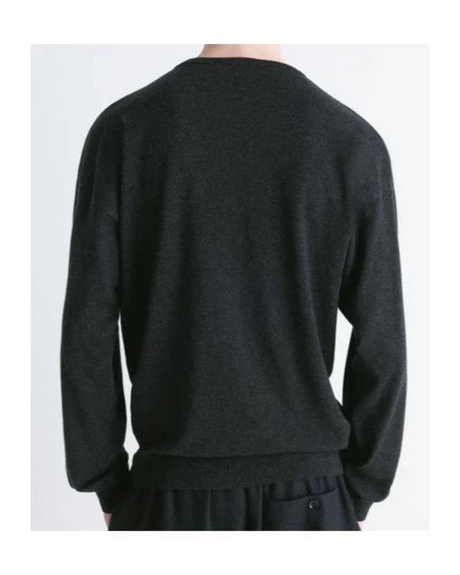 Lemaire Black Long-Sleeved Crewneck Jumper for men