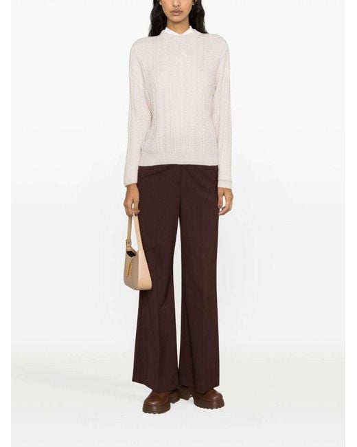 Peserico Pink Cable-Knit Wool-Blend Jumper