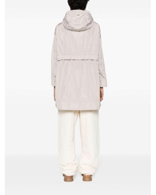 Herno White Zip-Up Drawstring Long Coat