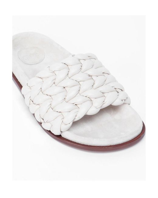 Chloé White Chloé Kacey Braided Slip-On Sandals