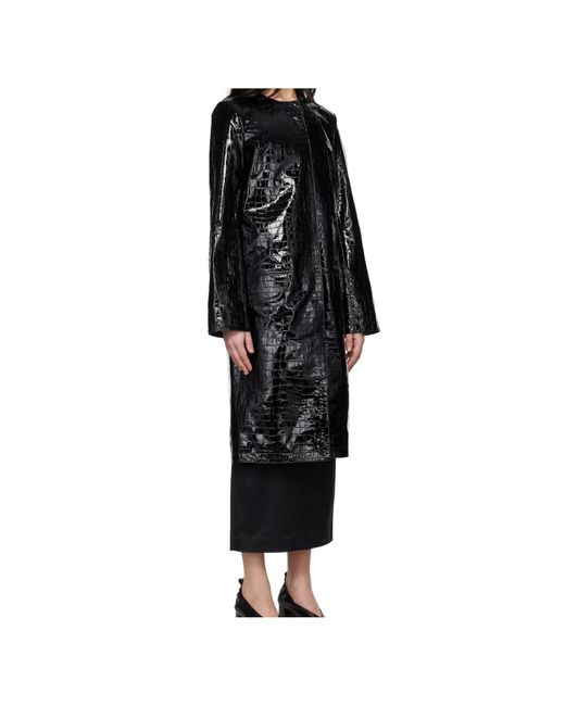 Totême Black Totême Embossed Coated Leather Coat