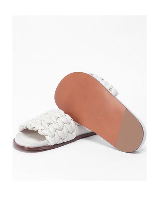 Chloé White Chloé Kacey Braided Slip-On Sandals