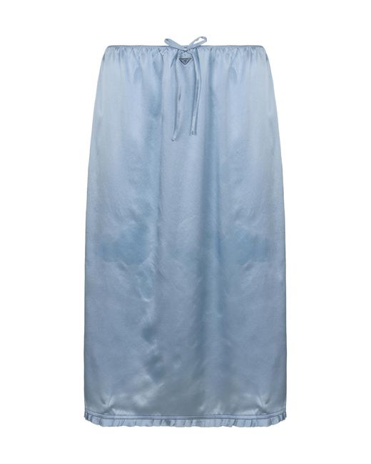 Prada Blue Drawstring Midi Skirt