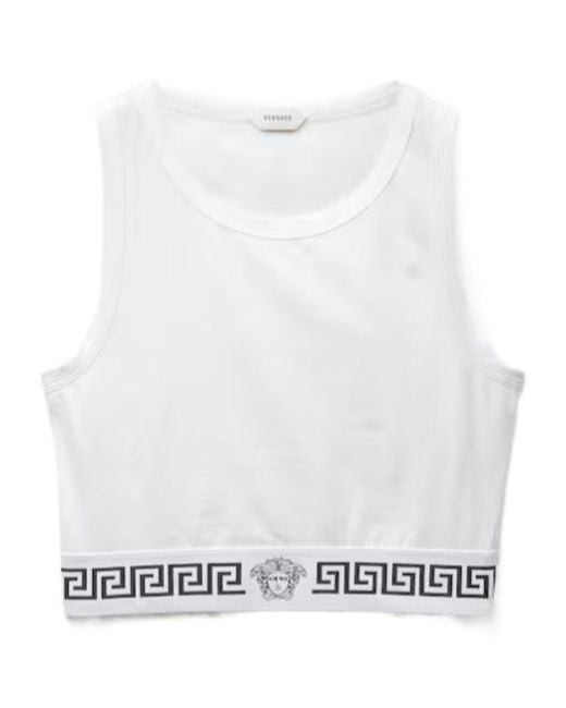 Versace White Cotton-Jersey Crop Top