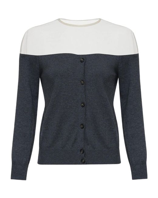 MM6 by Maison Margiela Blue Sheer-Panel Buttoned Cardigan