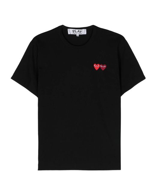 COMME DES GARÇONS PLAY Black Comme Des Garçons Play Double Heart Crewneck T-Shirt for men