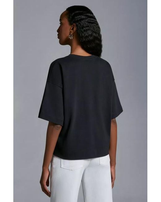 Moncler Blue Logo Printed Cropped T-Shirt