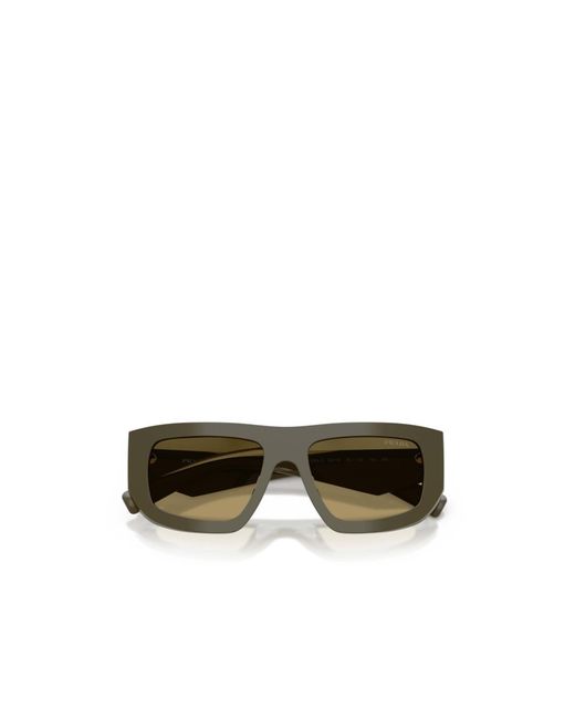 Prada Green Eyewear Triangle Logo Geometric Frame Sunglasses