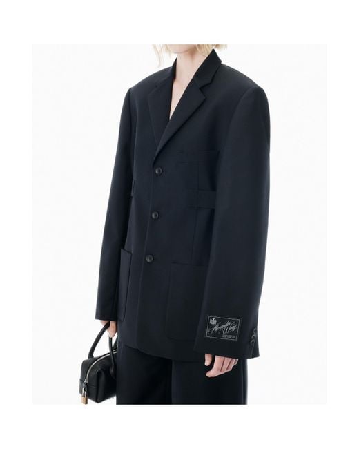 Alexander Wang Black Logo Patch Single-Breasted Blazer