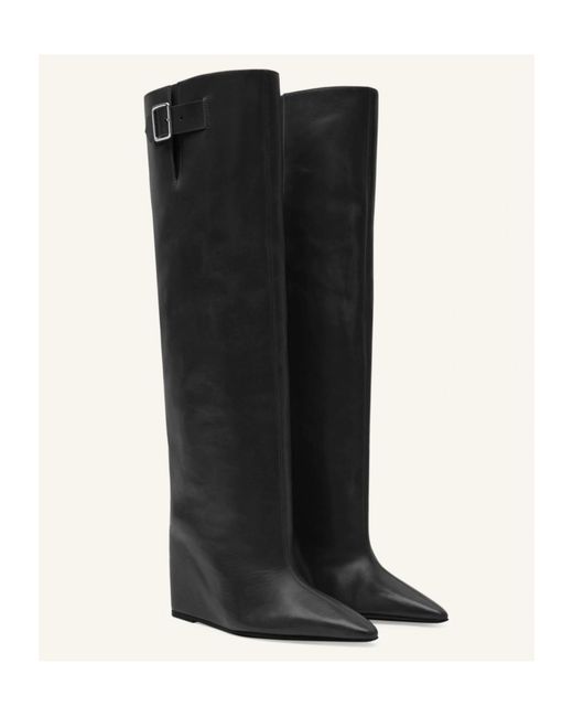 Courreges Black Courrèges Astro Pointed-Toe Buckle-Detailed Boots