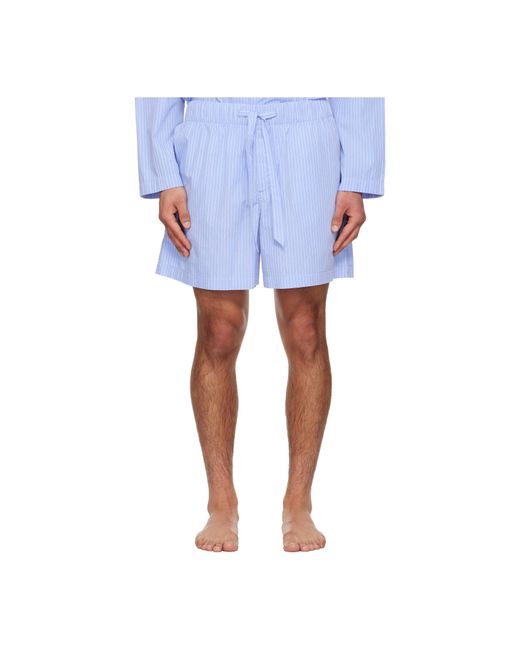 Tekla Blue Drawstring Pajama Shorts for men