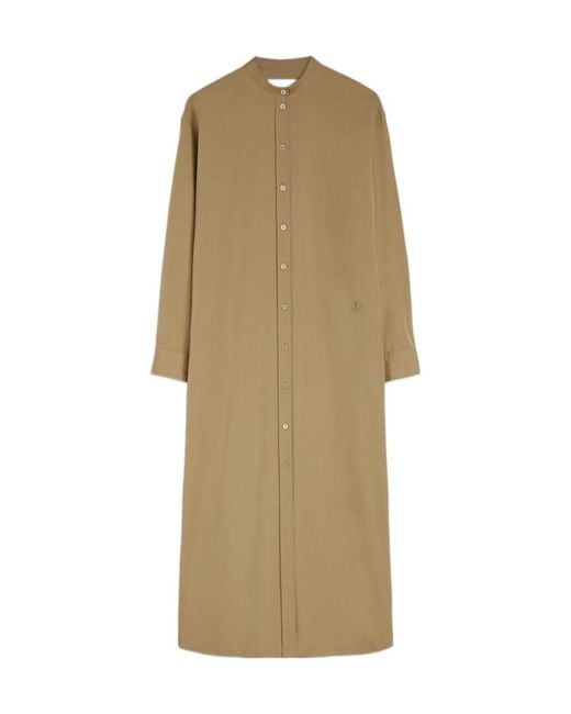 Jil Sander Natural Long-Sleeved Poplin Shirt Dress