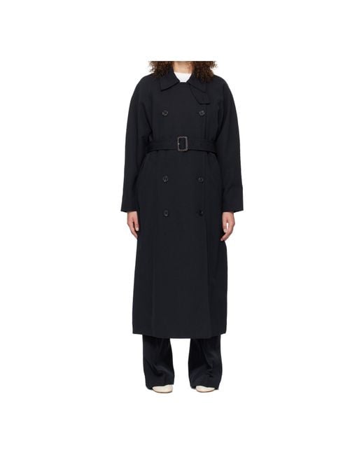 A.P.C. Black Belted Double-Breasted Trench Coat
