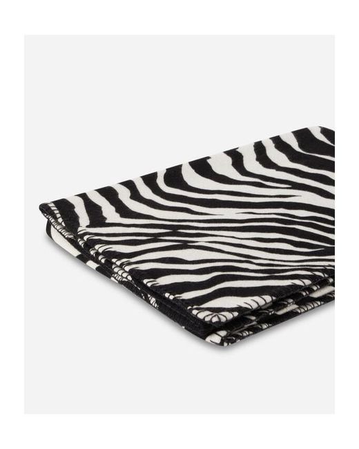 Dolce & Gabbana Black Zebra Printed Blanket