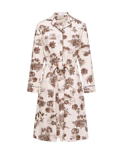 Moncler White All Over Print Drawstring Dress
